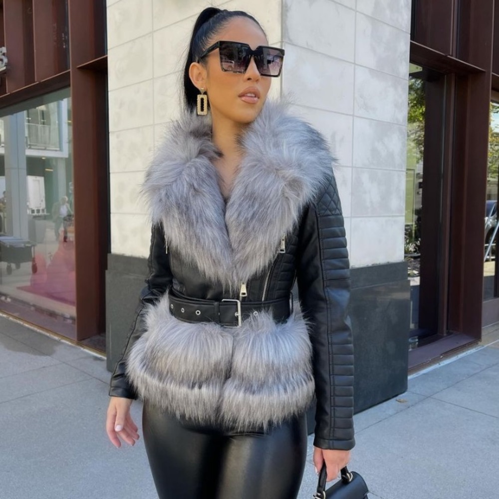 Fur leather jacket